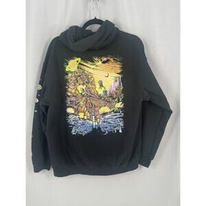 Rick and Morty Hoodie Mens Large Graphic Pullover Adult Swim Evil Eye Horror